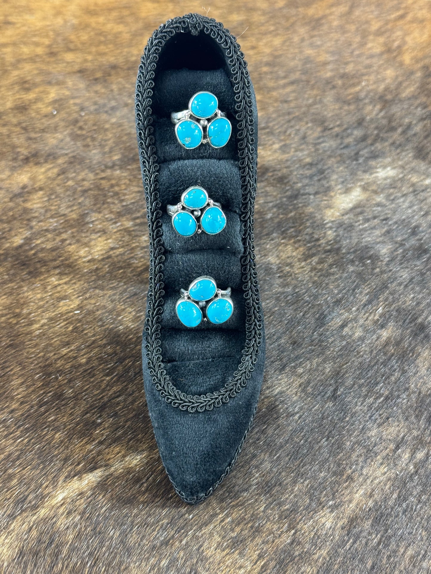 Kingman Turquoise Three Stone Ring