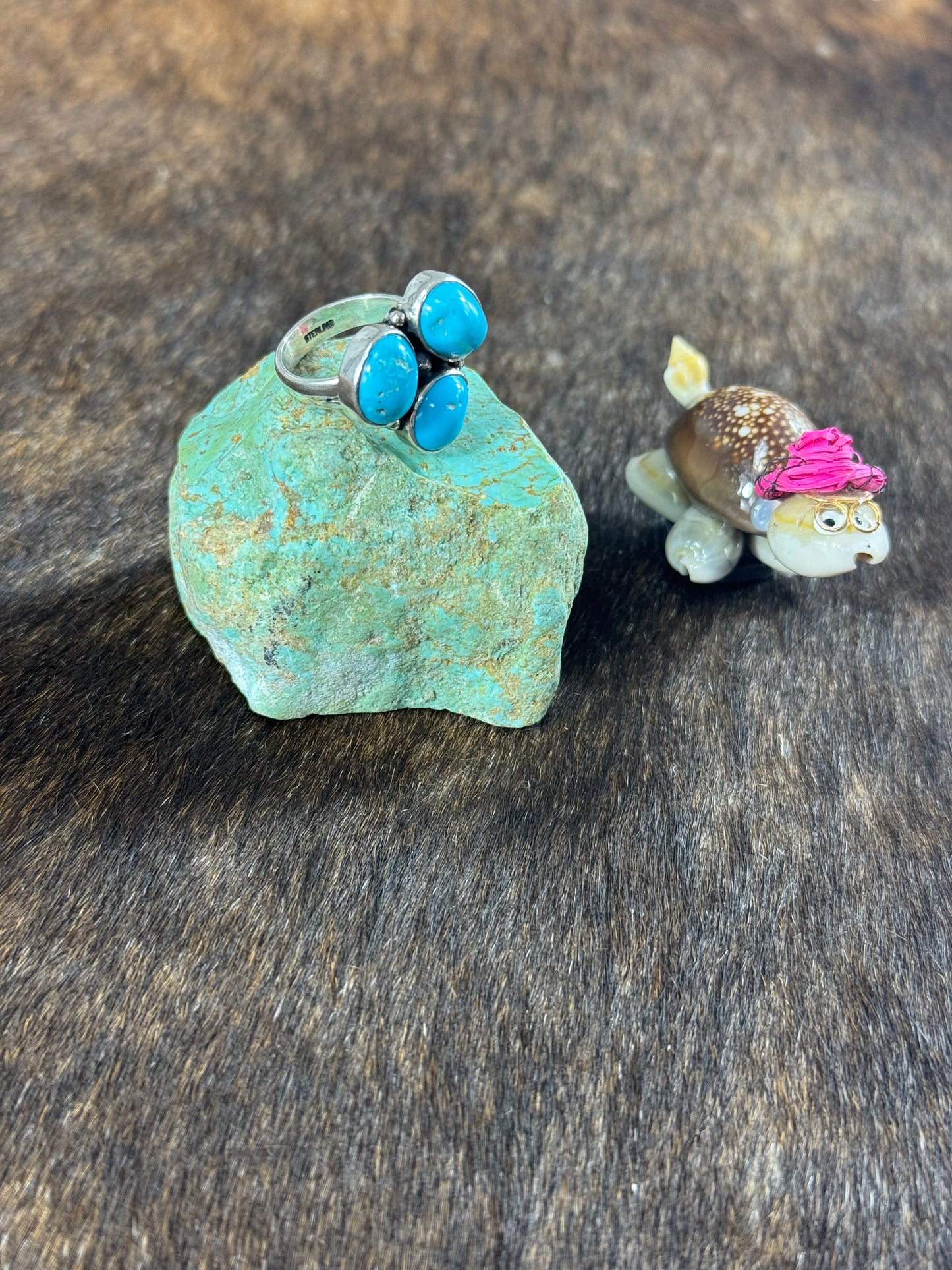 Kingman Turquoise Three Stone Ring