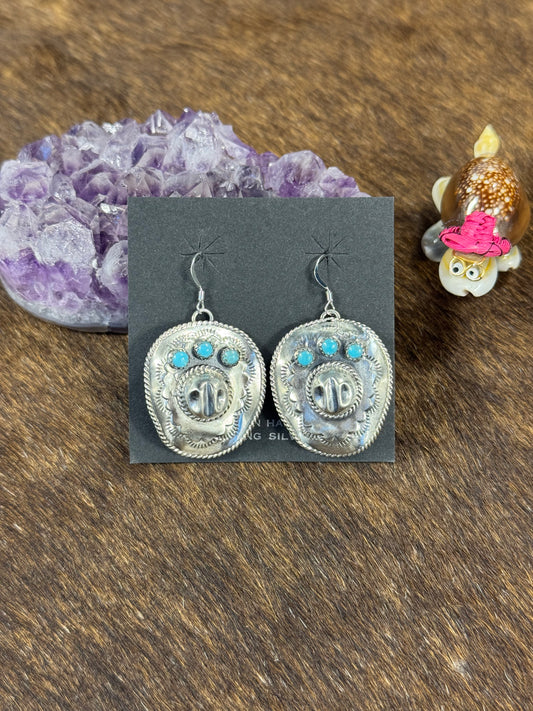 Kingman Turquoise Cowboy Dangle Earring