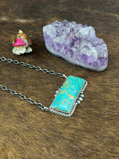 Kingman Turquoise Bar Necklace
