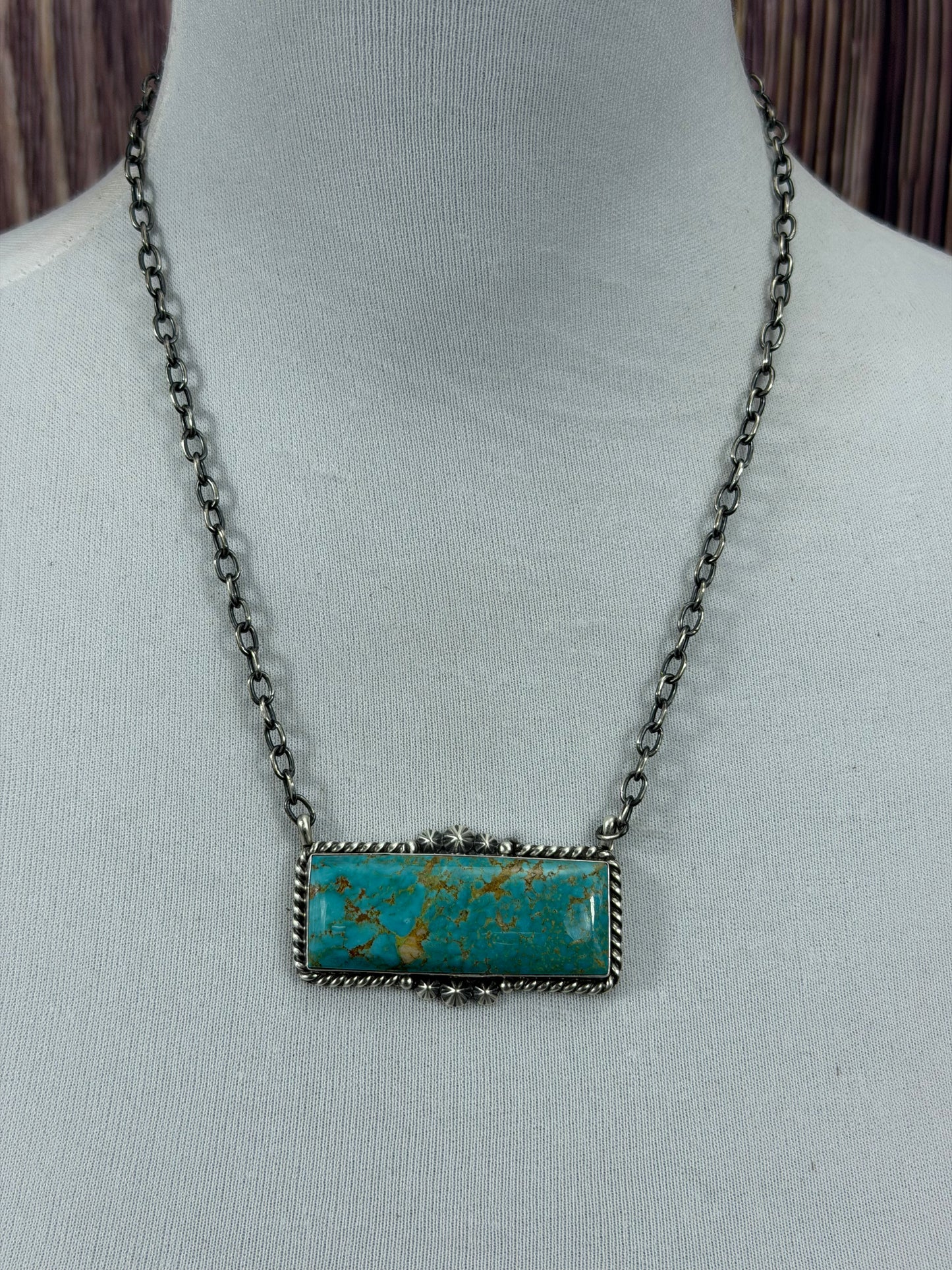 Kingman Turquoise Bar Necklace