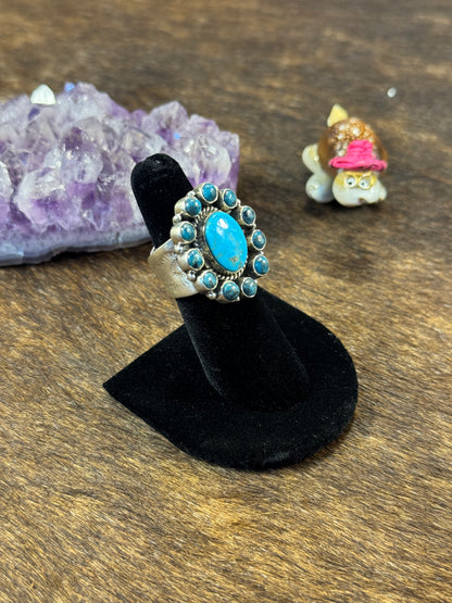 Kingman Turquoise Cluster Stamp Ring