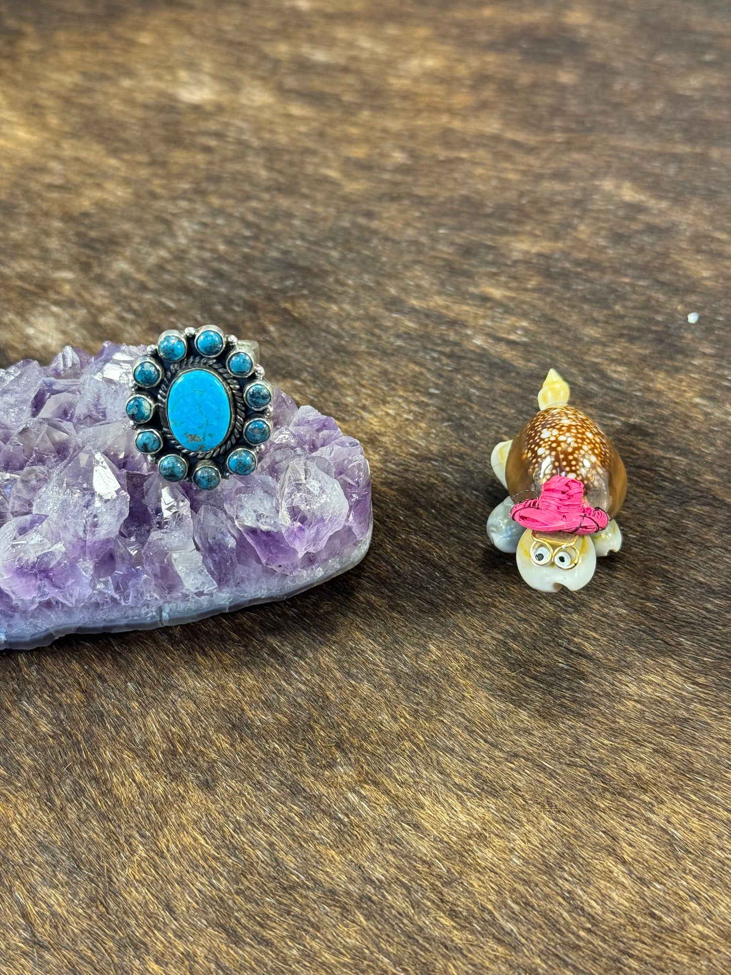 Kingman Turquoise Cluster Stamp Ring