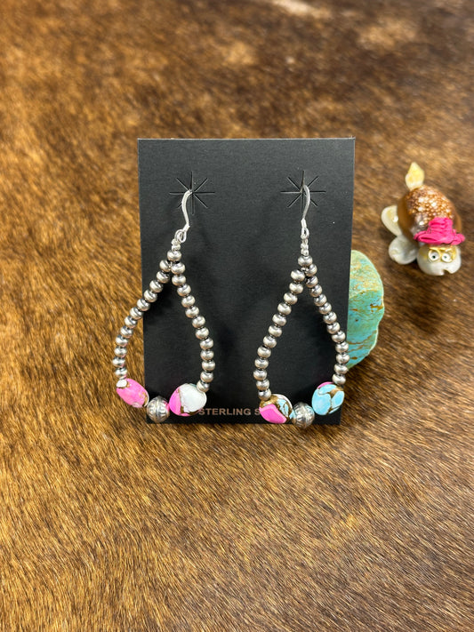 Cotton Candy & Sterling Silver Pearl Dangle Earrings