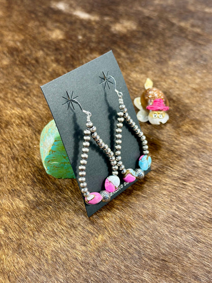 Cotton Candy & Sterling Silver Pearl Dangle Earrings