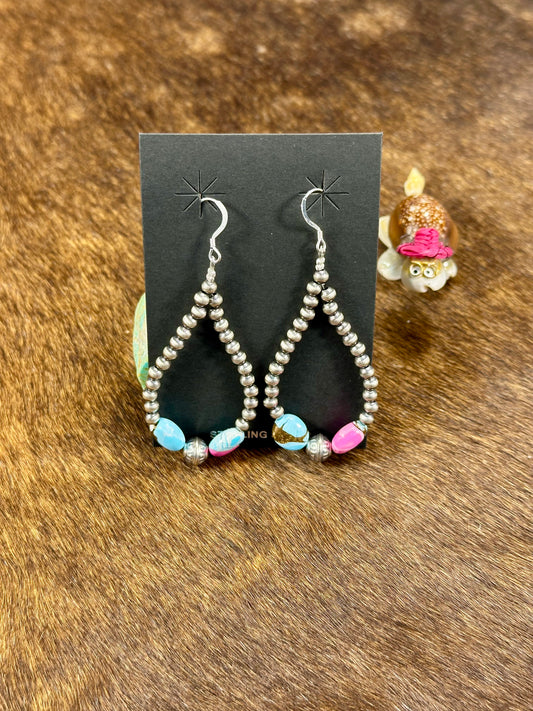 Cotton Candy & Sterling Silver Pearl Dangle Earrings