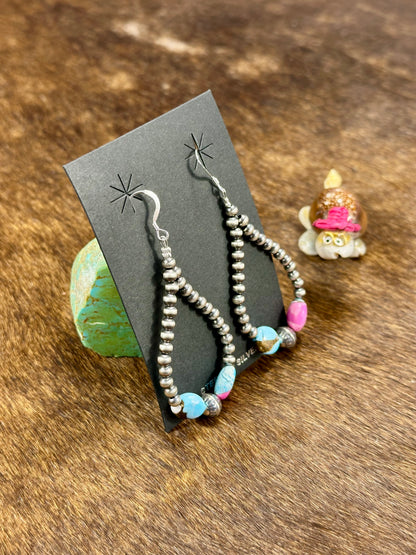 Cotton Candy & Sterling Silver Pearl Dangle Earrings