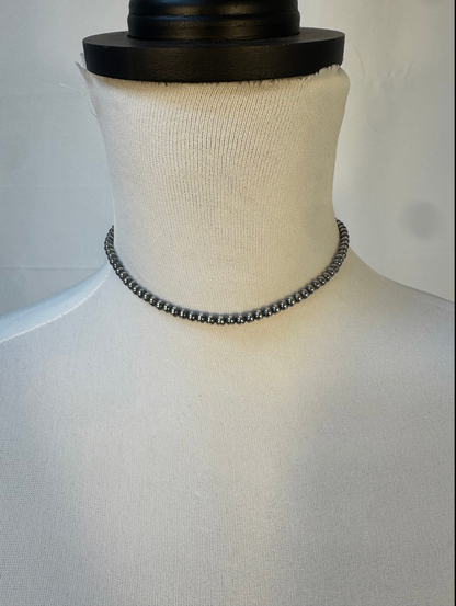 5MM " Navajo Style" Sterling Pearls Necklaces