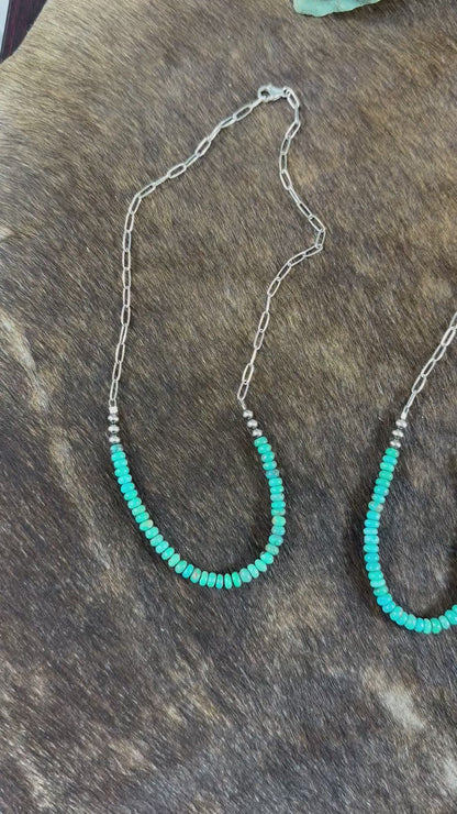 Sterling Silver Chain and Kingman Necklace