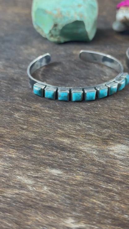 9 Stone Square Turquoise Bracelet
