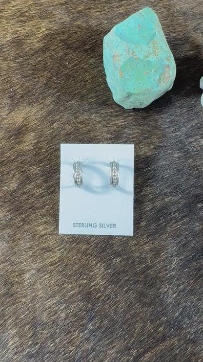 Sterling Silver Stamp Hoop Earrings